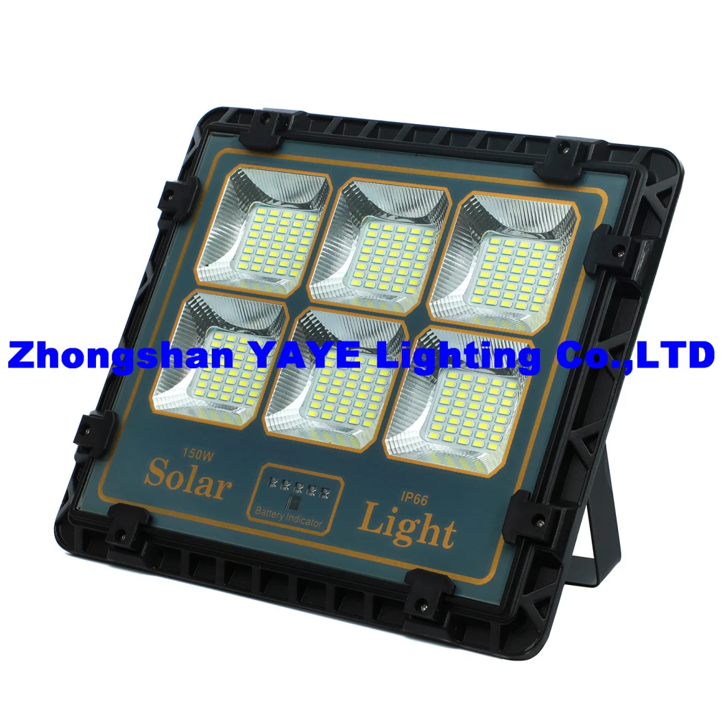 Yaye Hot Sell 150W Solar LED Floodlight Factory CE 400W/300W/200W/150W/100W/50W Remote Control Aluminum Outdoor Waterproof IP66 3 Years Warranty 1000PCS Stock