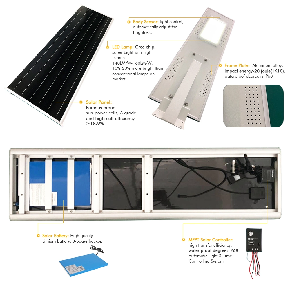 PIR Motion Sensor Solar Light 80W All in One Integrated Solar Street Lights