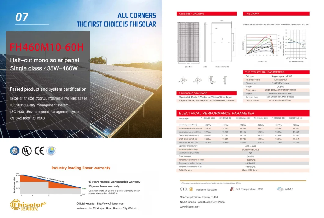 High Efficiency Good Price Solar Module 144 Cell 182mm Half Cell Mono 540W 545W 550W 555W Solar Panel for Sale